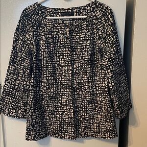 Lafayette‎ 148 New York Sz 14 100% Cotton Black Tan Abstract Staple Piece Jacket